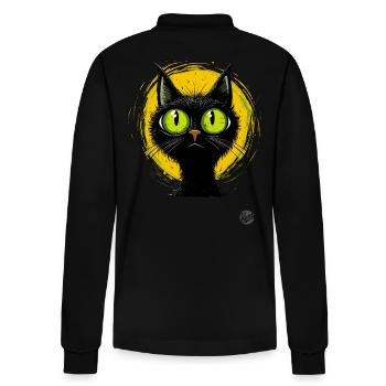 Yeux verts : chat de dessin animé rétro - Polo à manches longues bio PREPSTER Stanley/Stella Unisexe - noir - Dos - Anna (173cm)