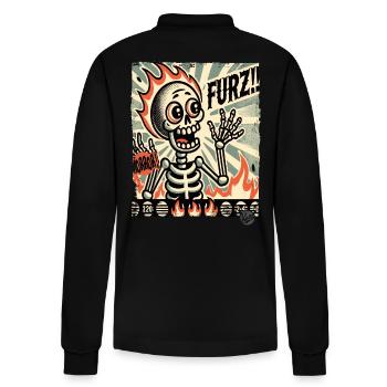 Heißer deutscher Furz Schreck Skelett - Stanley/Stella Unisex Bio-Langarm-Poloshirt Prepster - Schwarz - Hinten - Anna (173cm)