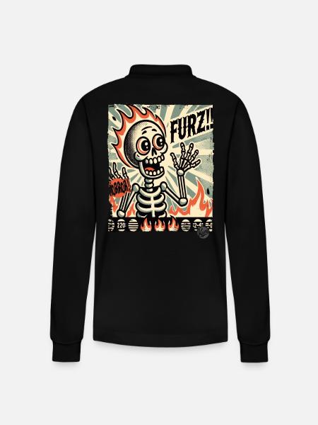 Hot German fart fright skeleton - Stanley/Stella Organic Unisex Long-Sleeved Polo Shirt Prepster - black