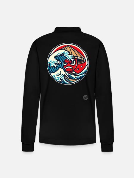 Kanagawa Madness Japan - Stanley/Stella Organic Unisex Long-Sleeved Polo Shirt Prepster - black
