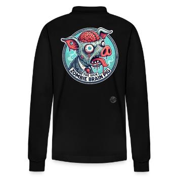 The Sick Brain Zombie Pig - Stanley/Stella Organic Unisex Long-Sleeved Polo Shirt Prepster - black - Back - Anna (173cm)