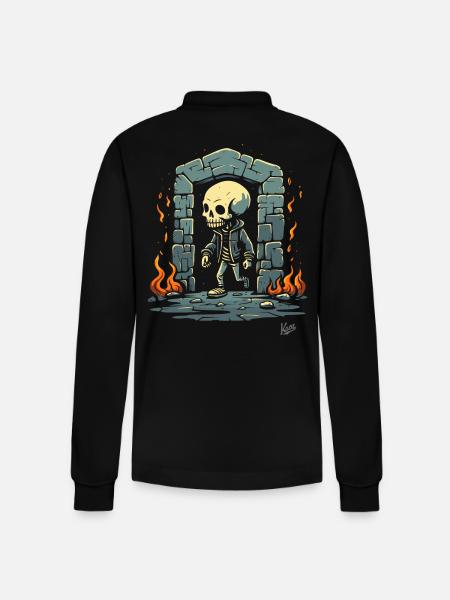 Skeleton Dungeon Showtime - Stanley/Stella Organic Unisex Long-Sleeved Polo Shirt Prepster - black