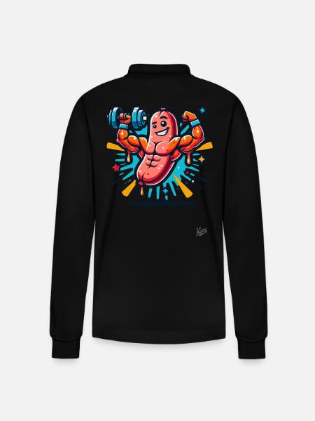 Muskel-Bodybuilder Kraft-Wurst - Stanley/Stella Unisex Bio-Langarm-Poloshirt Prepster - Schwarz