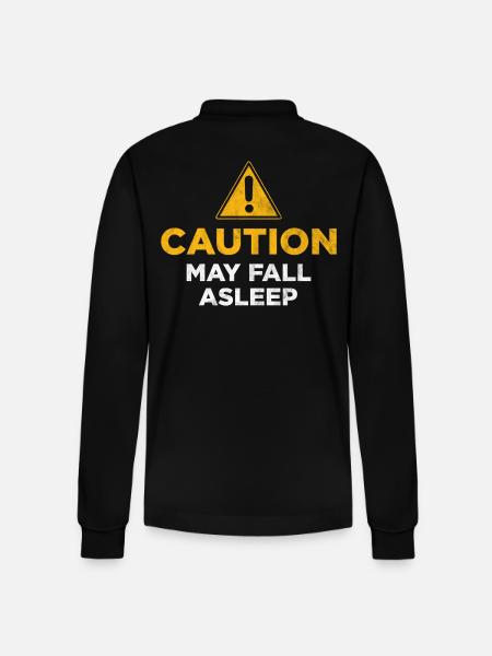 Caution May Fall Asleep - Stanley/Stella Organic Unisex Long-Sleeved Polo Shirt Prepster - black