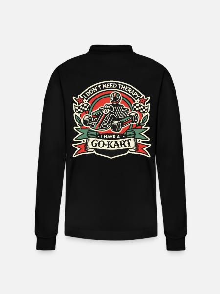 Go-Kart Driver Retro Saying Design - Stanley/Stella Organic Unisex Long-Sleeved Polo Shirt Prepster - black