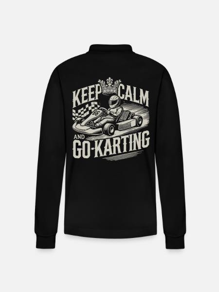 Ruhe Bewahren Und Go-Kart-Fahren - Stanley/Stella Unisex Bio-Langarm-Poloshirt Prepster - Schwarz