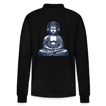 Musik Meditation Buddha Streetwear Outfit - Stanley/Stella Unisex Bio-Langarm-Poloshirt Prepster - Schwarz - Hinten - Anna (173cm)