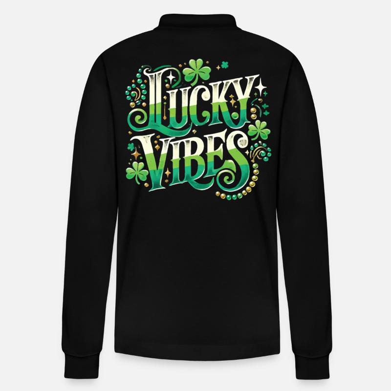 Saint-Patrick Lucky Vibes Design - Polo à manches longues bio PREPSTER Stanley/Stella Unisexe - noir