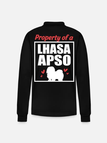 Lhasa Apso Dog - Stanley/Stella Organic Unisex Long-Sleeved Polo Shirt Prepster - black