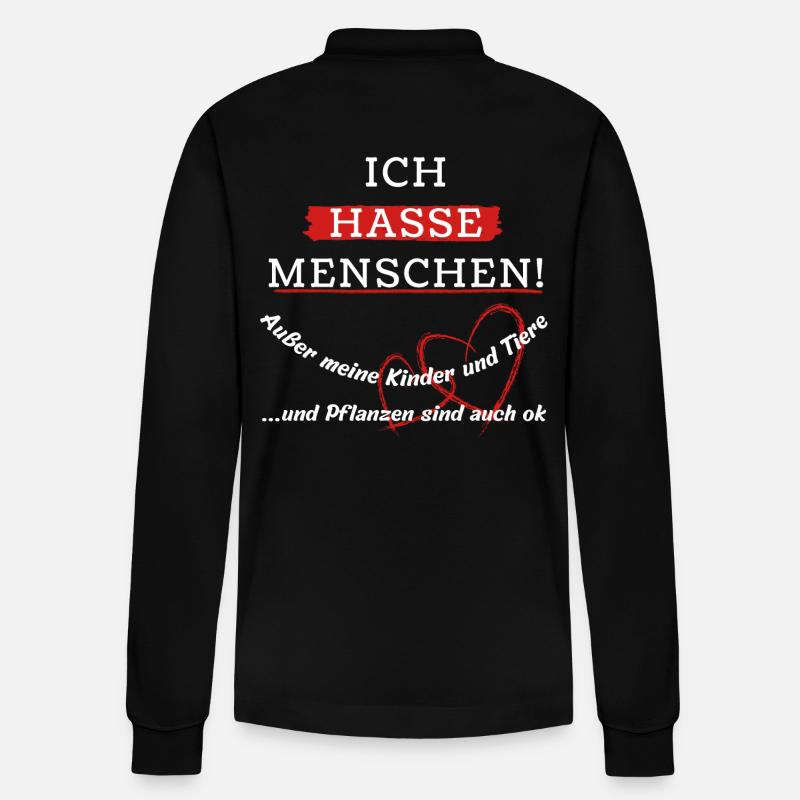 Ich hasse Menschen! - Stanley/Stella Unisex Bio-Langarm-Poloshirt Prepster - Schwarz