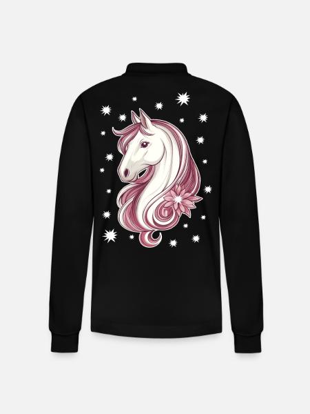 Horse with stars - Stanley/Stella Organic Unisex Long-Sleeved Polo Shirt Prepster - black