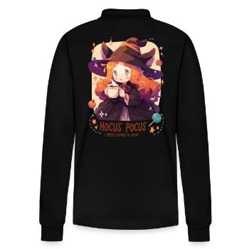 Hocus Pocus Hexe Kaffee Kürbisse Halloween - Stanley/Stella Unisex Bio-Langarm-Poloshirt Prepster - Schwarz - Hinten - Anna (173cm)