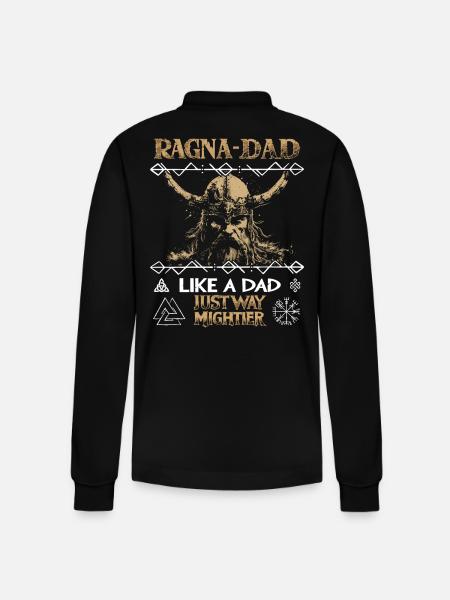 RAGNA-DAD Mægtig viking til fars dag - Stanley/Stella Prepster økologisk unisex langærmet poloshirt - sort