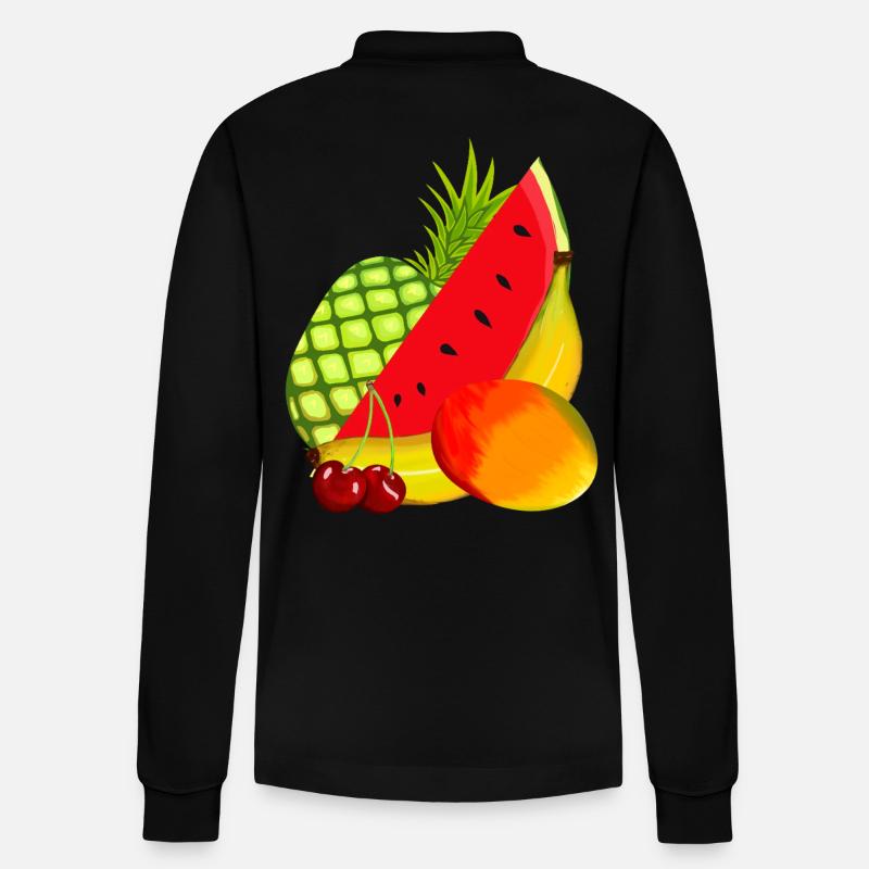 Obst Frucht exotisch Früchte - Stanley/Stella Unisex Bio-Langarm-Poloshirt Prepster - Schwarz