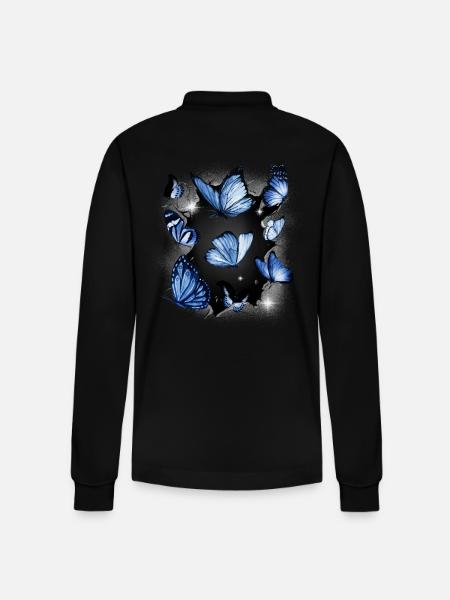 Butterflies Butterfly Insect Insects - Stanley/Stella Organic Unisex Long-Sleeved Polo Shirt Prepster - black