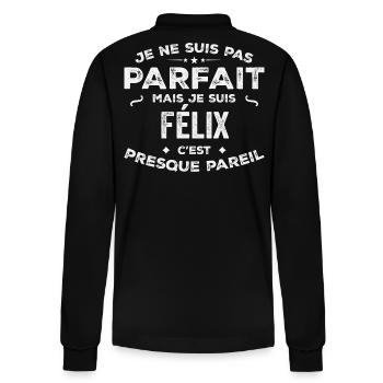 Félix A first name, a story, a personality - Stanley/Stella Organic Unisex Long-Sleeved Polo Shirt Prepster - black - Back - Anna (173cm)
