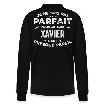 Xavier Un Prénom, Une Histoire, Une Personnalité - Polo à manches longues bio PREPSTER Stanley/Stella Unisexe - noir - Dos - Anna (173cm)