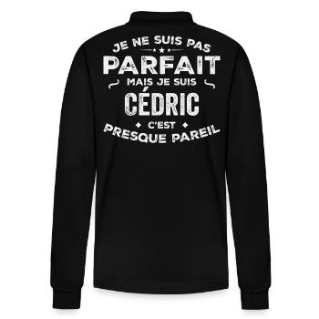 Cédric Ein Vorname, eine Geschichte, eine Persönlichkeit - Stanley/Stella Unisex Bio-Langarm-Poloshirt Prepster - Schwarz - Hinten - Anna (173cm)