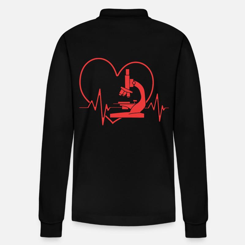 Structural formula molecule - Stanley/Stella Organic Unisex Long-Sleeved Polo Shirt Prepster - black