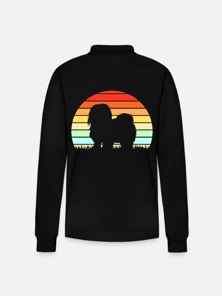 Lhasa Apso Dog - Stanley/Stella Organic Unisex Long-Sleeved Polo Shirt Prepster - black