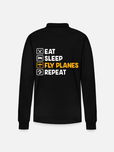 Model Airplane Model Airplane - Stanley/Stella Organic Unisex Long-Sleeved Polo Shirt Prepster - black