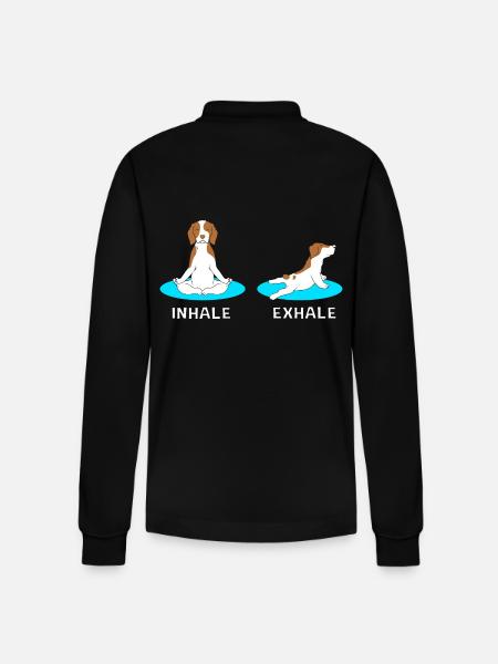 Brittany Dog Brittany Dog - Stanley/Stella Organic Unisex Long-Sleeved Polo Shirt Prepster - black