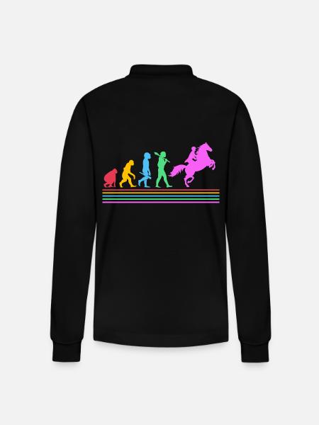 Horse Racing Evolution - Stanley/Stella Organic Unisex Long-Sleeved Polo Shirt Prepster - black