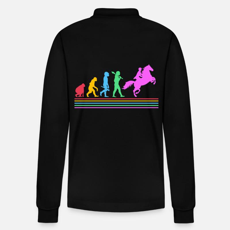 Pferderennen Evolution - Stanley/Stella Unisex Bio-Langarm-Poloshirt Prepster - Schwarz