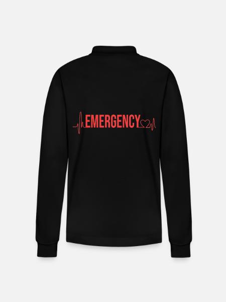 Emergency Nurse - Stanley/Stella Organic Unisex Long-Sleeved Polo Shirt Prepster - black