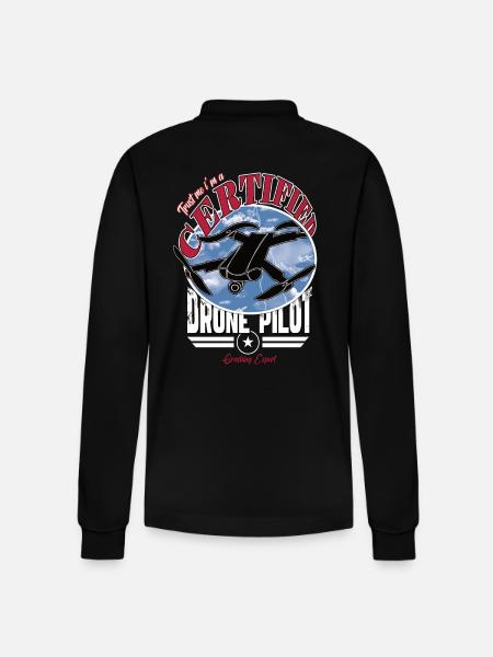 Certified Copter Drone Pilot Captain - Stanley/Stella Organic Unisex Long-Sleeved Polo Shirt Prepster - black