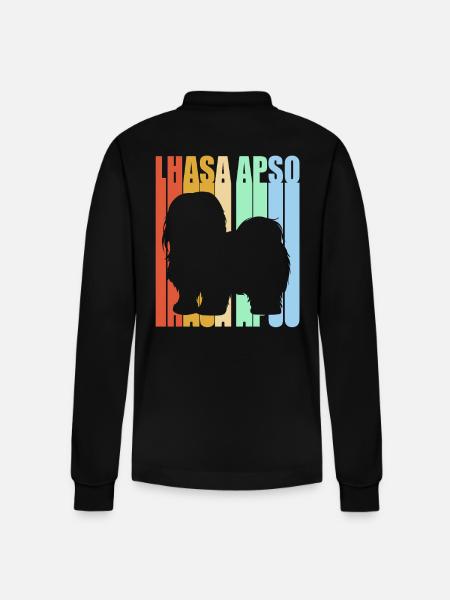Lhasa Apso - Stanley/Stella Organic Unisex Long-Sleeved Polo Shirt Prepster - black