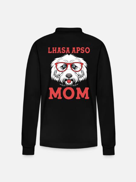 Lhasa Apso - Stanley/Stella Organic Unisex Long-Sleeved Polo Shirt Prepster - black