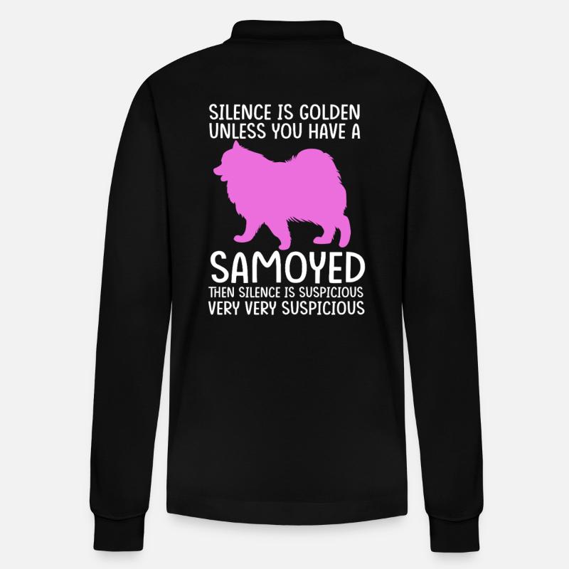 Samojede Hund Samoyed - Stanley/Stella Unisex Bio-Langarm-Poloshirt Prepster - Schwarz