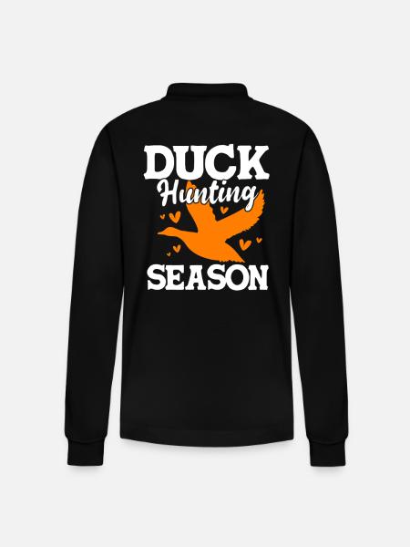 Duck Hunt Duck Hunting Hunter - Stanley/Stella Organic Unisex Long-Sleeved Polo Shirt Prepster - black