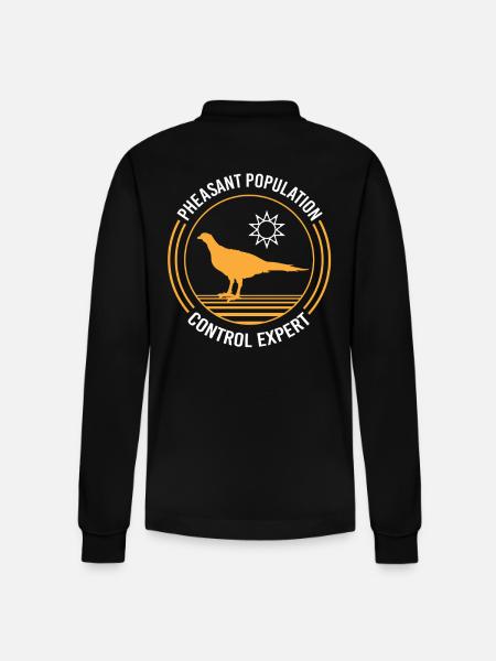 Pheasant Hunting Hunter Pheasant Hunting - Stanley/Stella Organic Unisex Long-Sleeved Polo Shirt Prepster - black