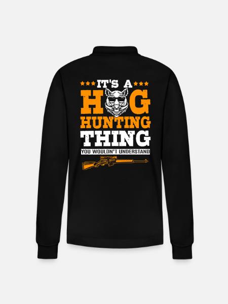 Wild boar hunting - Stanley/Stella Organic Unisex Long-Sleeved Polo Shirt Prepster - black