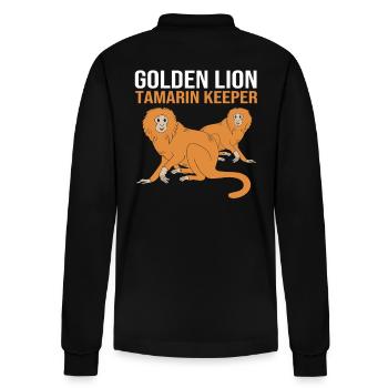 Tamarin Monkey Monkey Monkey Monkey Face - Stanley/Stella Organic Unisex Long-Sleeved Polo Shirt Prepster - black - Back - Anna (173cm)