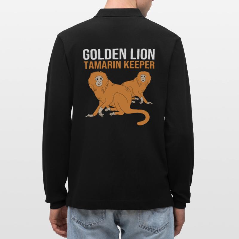 Tamarin Monkey Monkey Monkey Monkey Face Stanley/Stella Organic Unisex Long-Sleeved Polo Shirt Prepster