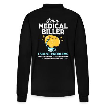 Medical Coder - Stanley/Stella Organic Unisex Long-Sleeved Polo Shirt Prepster - black - Back - Anna (173cm)