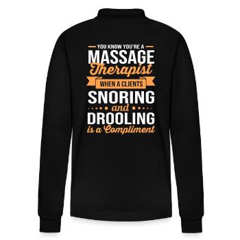 Massage masseur, masseuse, naturopath - Stanley/Stella Organic Unisex Long-Sleeved Polo Shirt Prepster - black - Back - Anna (173cm)