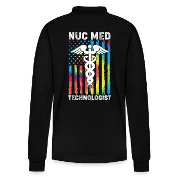 Radiologie Nuklear Atom Nuklearmedizin - Stanley/Stella Unisex Bio-Langarm-Poloshirt Prepster - Schwarz - Hinten - Anna (173cm)