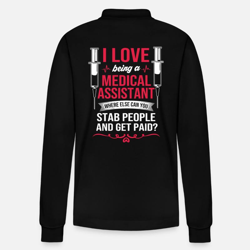 Assistant médical MFA - Polo à manches longues bio PREPSTER Stanley/Stella Unisexe - noir
