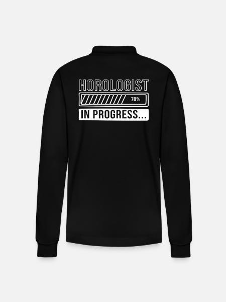 Clockwork Clock - Stanley/Stella Organic Unisex Long-Sleeved Polo Shirt Prepster - black