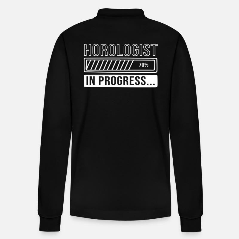 Clockwork Clock - Stanley/Stella Organic Unisex Long-Sleeved Polo Shirt Prepster - black