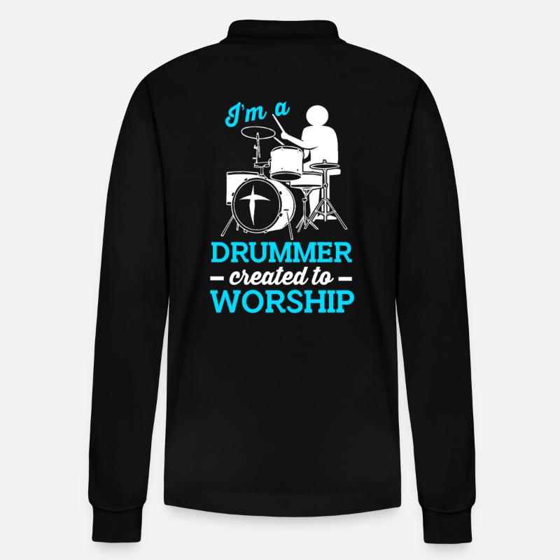 Drumsticks Drums Drummers - Stanley/Stella Organic Unisex Long-Sleeved Polo Shirt Prepster - black