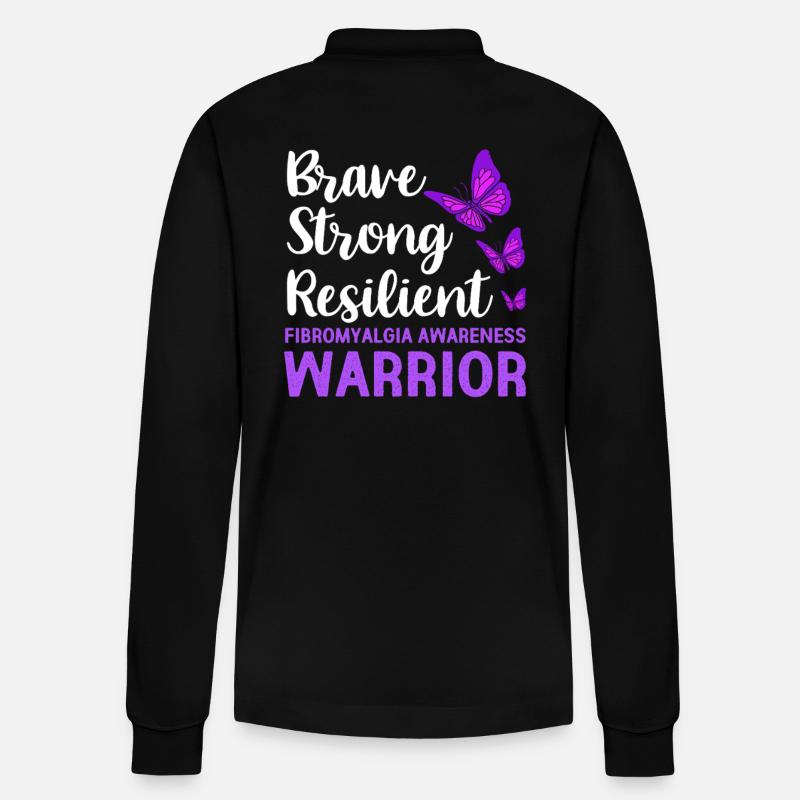 Fibromyalgie Fibro - Stanley/Stella Unisex Bio-Langarm-Poloshirt Prepster - Schwarz