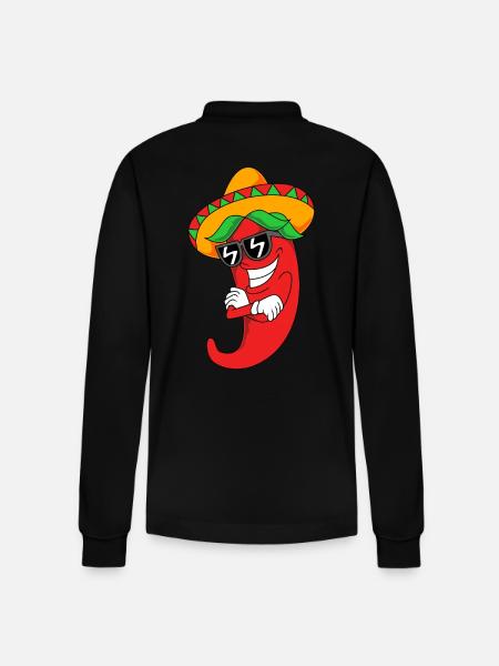 Chilli Chipotle Chili Pepper Jalapeno Hot Chili - Stanley/Stella Organic Unisex Long-Sleeved Polo Shirt Prepster - black