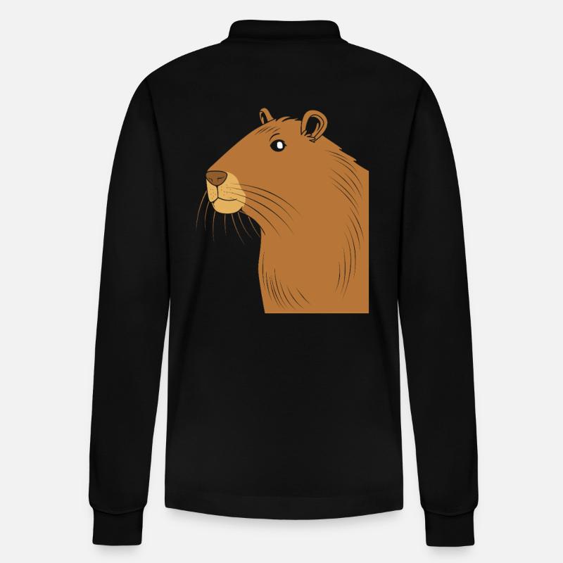 Capybara Capibara - Stanley/Stella Unisex Bio-Langarm-Poloshirt Prepster - Schwarz