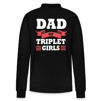 Drillinge Vater Papa - Stanley/Stella Unisex Bio-Langarm-Poloshirt Prepster - Schwarz - Hinten - Anna (173cm)