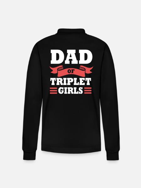 Triplets Dad Dad - Stanley/Stella Organic Unisex Long-Sleeved Polo Shirt Prepster - black